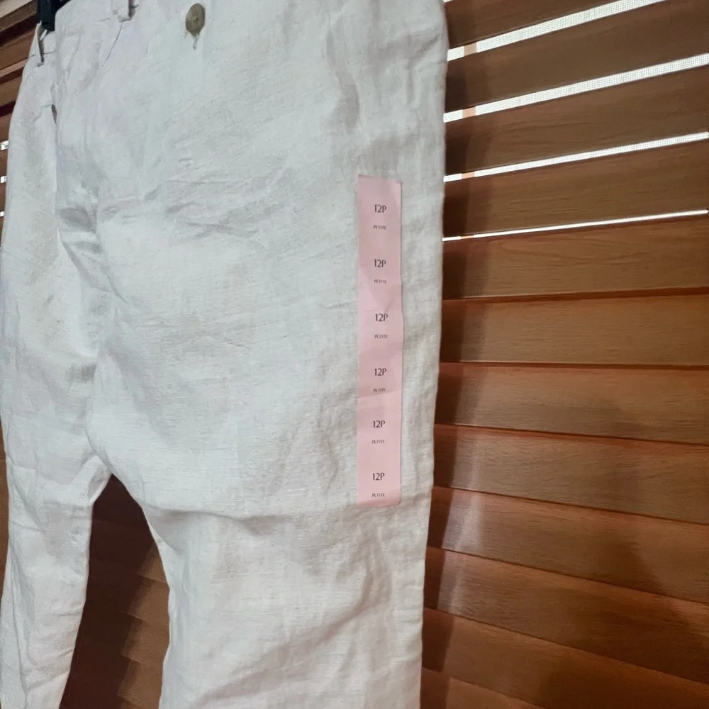 Banana Republic capris Linen Crop Petite women’s Sz 12P Cream NWT
